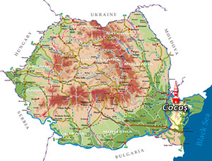 Harta Romania -  Manastirea Cocos - (Dobrogea)