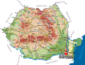 Harta Romania -  Manastirea Dervent (Dobrogea)
