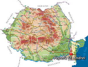 Harta Romania -  Manastirea Pestera Sfantului Apostol Andrei - (Dobrogea)