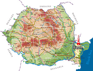 Harta Romania -  Manastirea Saon - (Dobrogea)