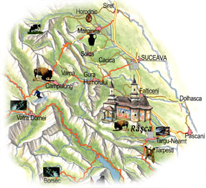 Harta Bucovina - Manastirea Rasca