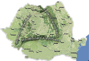 Romania Map - Carpathian Mountains