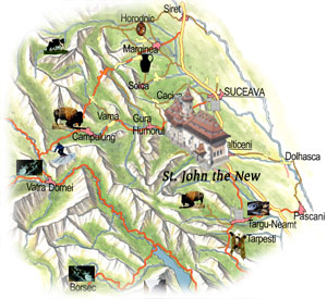 Harta Bucovina - Manastirea Sf. Ioan cel Nou