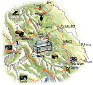 Harta Bucovina - Manastirea Voronet